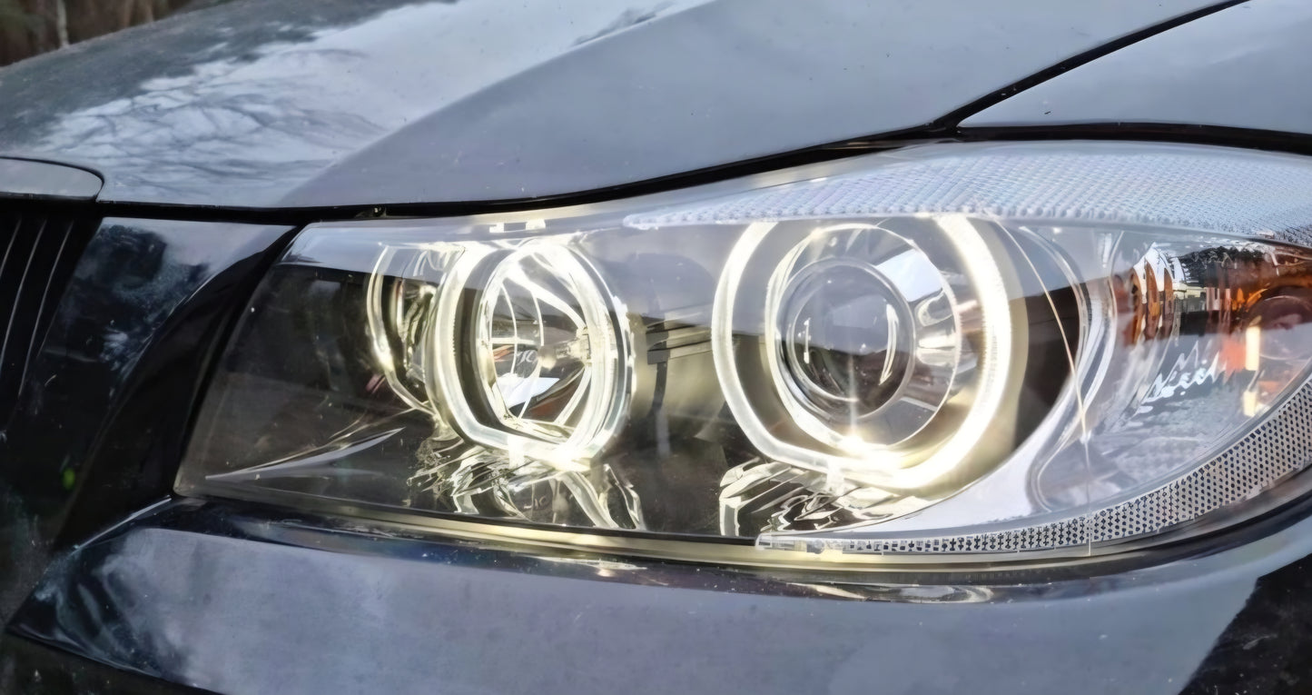 BMW E90 E91 Headlights Black LED Angel Eyes Front Lights 2005-2011 | Sedan Touring
