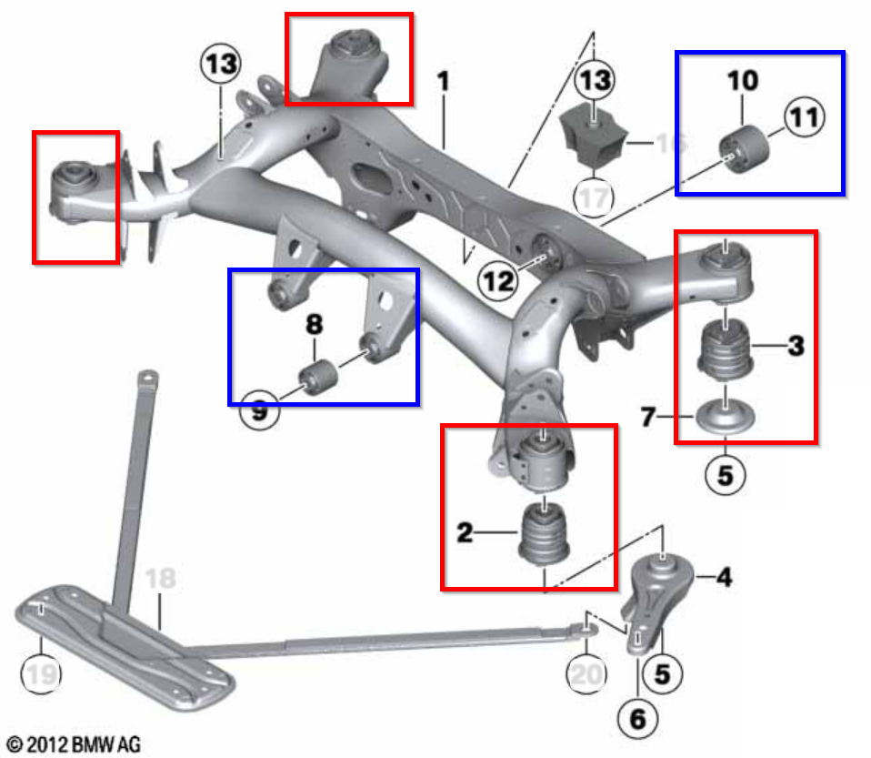 F2X / F3X Rear Subframe and Differential Polyurethane Bushings