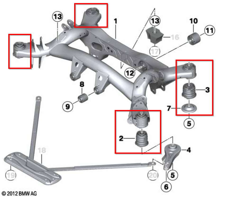 F2X / F3X Rear Subframe and Differential Polyurethane Bushings