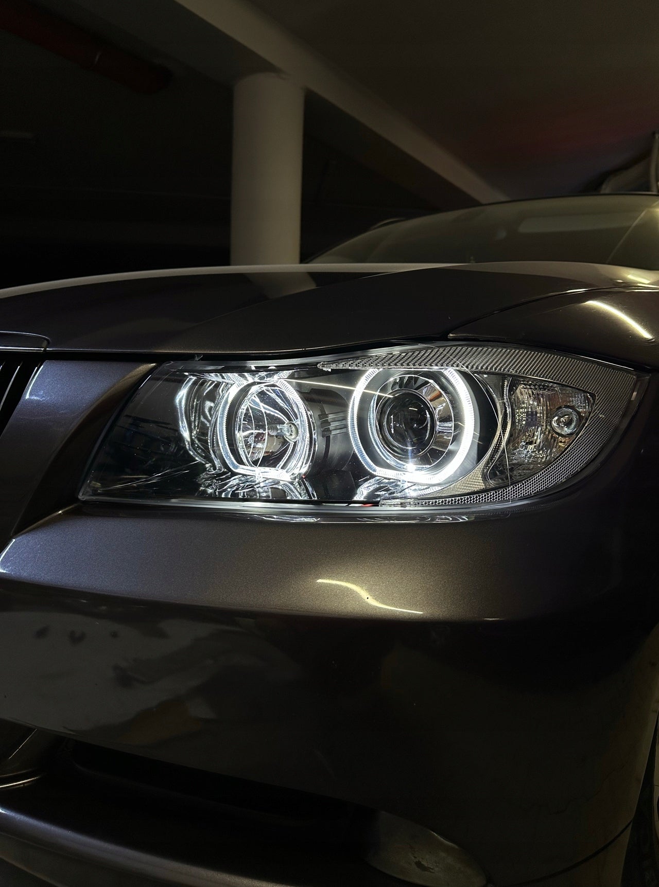 BMW E90 E91 Headlights Black LED Angel Eyes Front Lights 2005-2011 | Sedan Touring