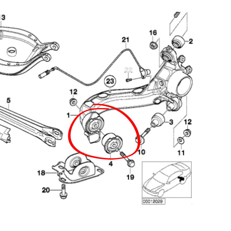 BMW E36 E46 Rear Trailing Arm Bushings Steel