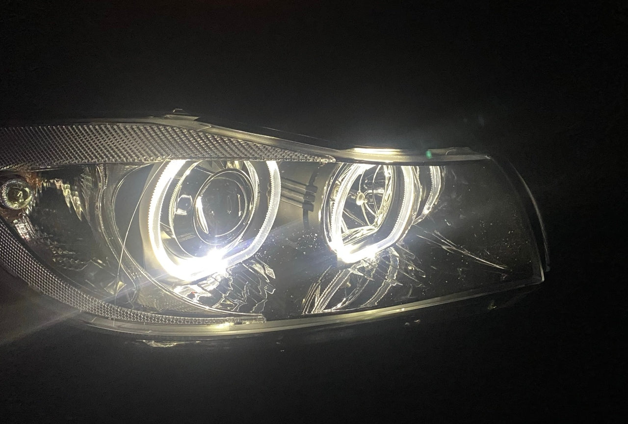 BMW E90 E91 Headlights Black LED Angel Eyes Front Lights 2005-2011 | Sedan Touring