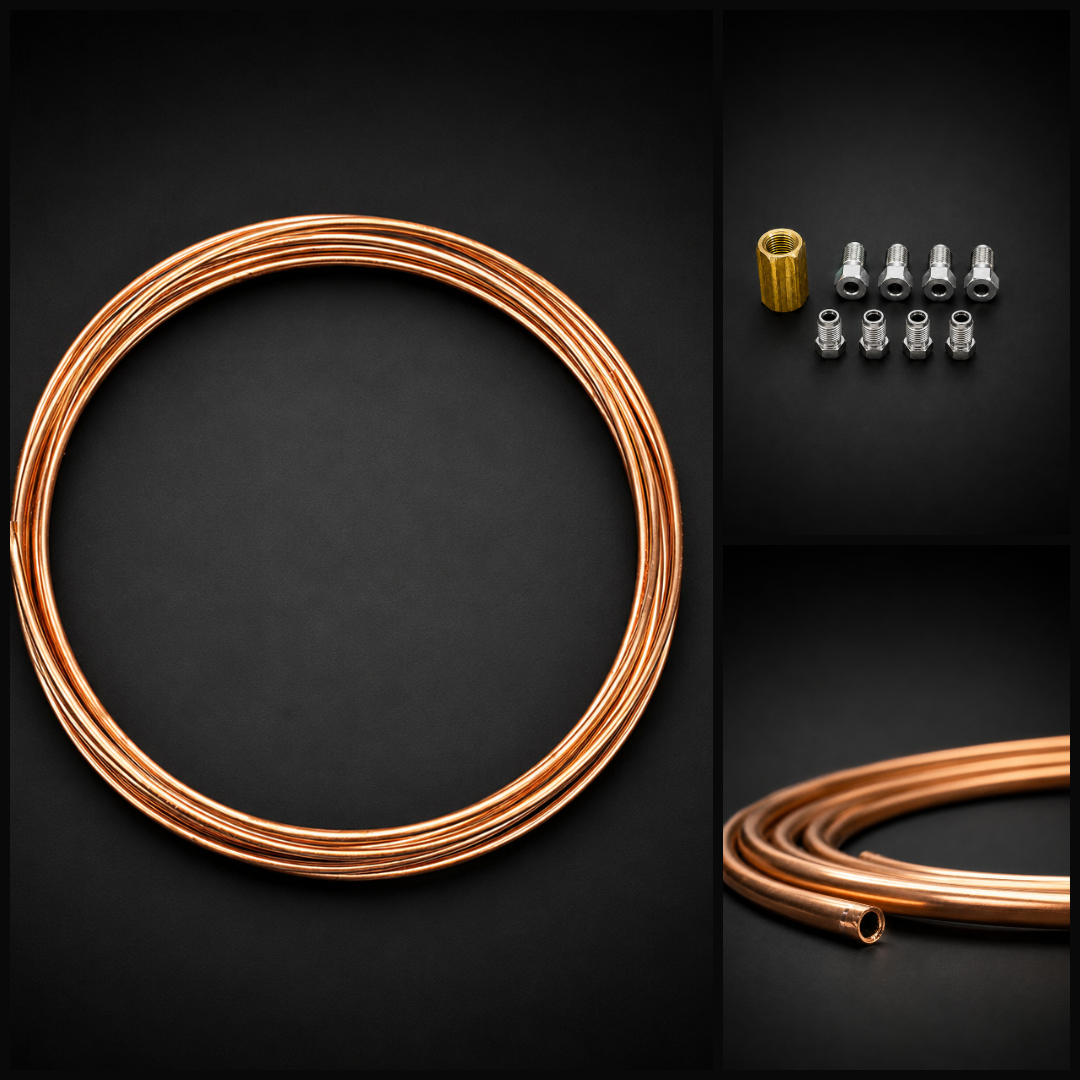 Brake Pipe Repair Kit 10m Copper Brake Line + 10x M10x1 Fittings + Brass Connector