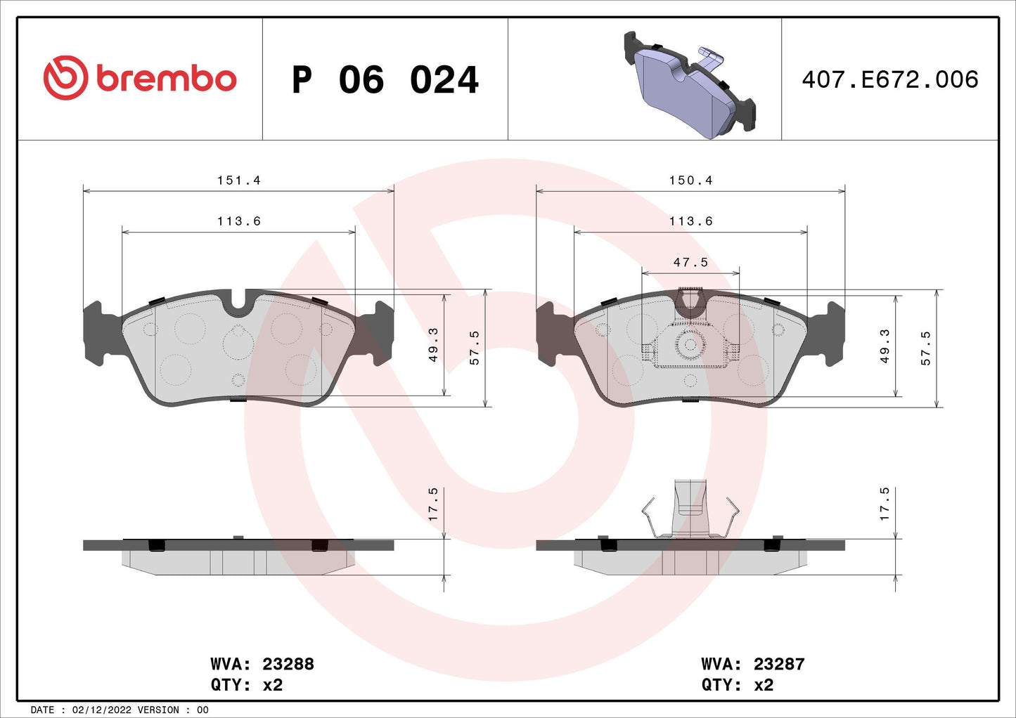 Brembo Front Brake Pads – BMW E36, E46, Z3 & Z4 – P06024